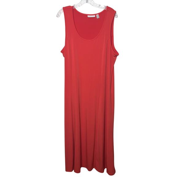Susan Graver Women’s Orange Sleeveless Maxi Dress Size 1X Plus Stretch Tank Long - Picture 1 of 8